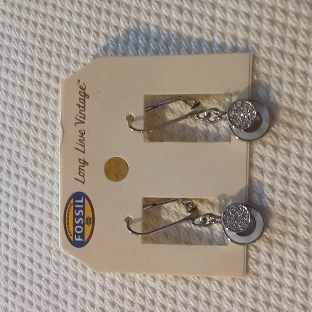 Fossil Pavé and Mother of Pearl Earrings